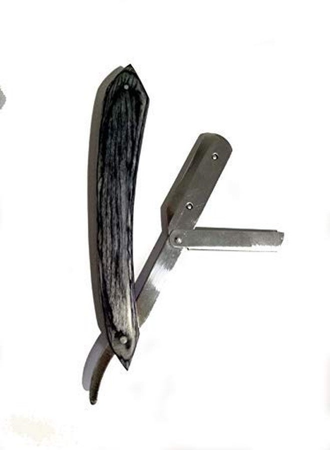 Stylazo (MADE IN DUBAI) American Grey Wood Straight Edge Barber Folding Wooden Shaving Razor Folding Straight Razor - Image 3